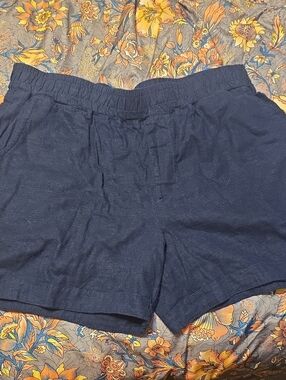 Maurices Navy Elastic-Waist Linen-Blend Athletic Shorts